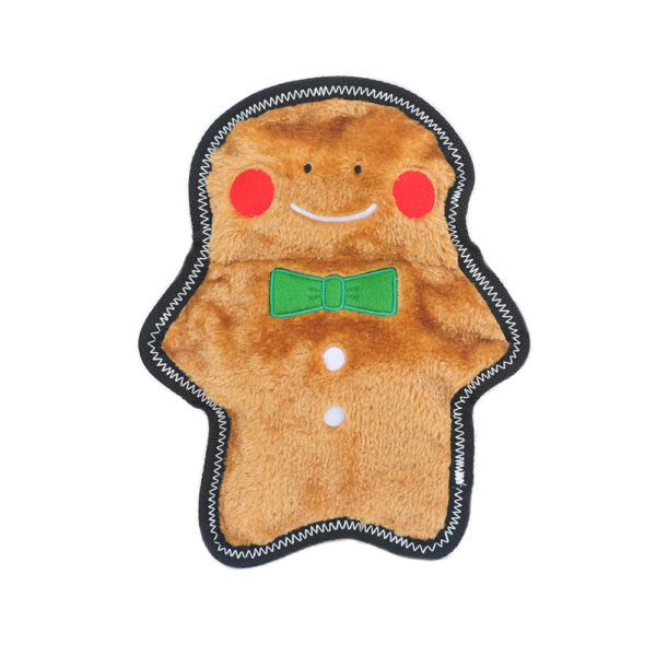 Zippy Paws Holiday Z-Stitch Dog Toy, Gingerbread Man
