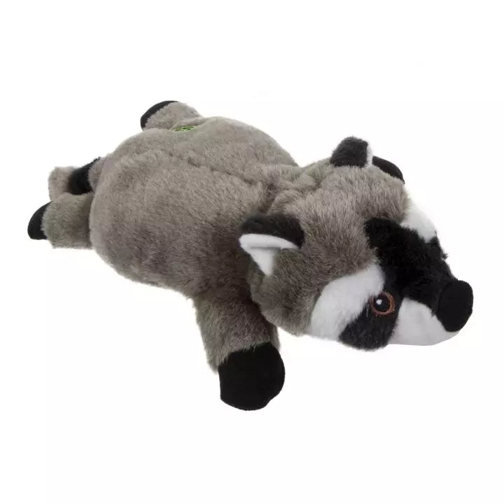 goDog Flatz Flattie Durable Plush Dog Toy, Raccoon