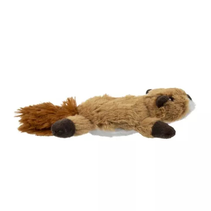 goDog Flatz Flattie Durable Plush Dog Toy, Squirrel