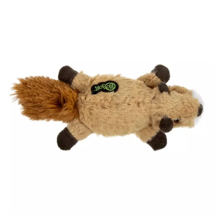 goDog Flatz Flattie Durable Plush Dog Toy, Squirrel