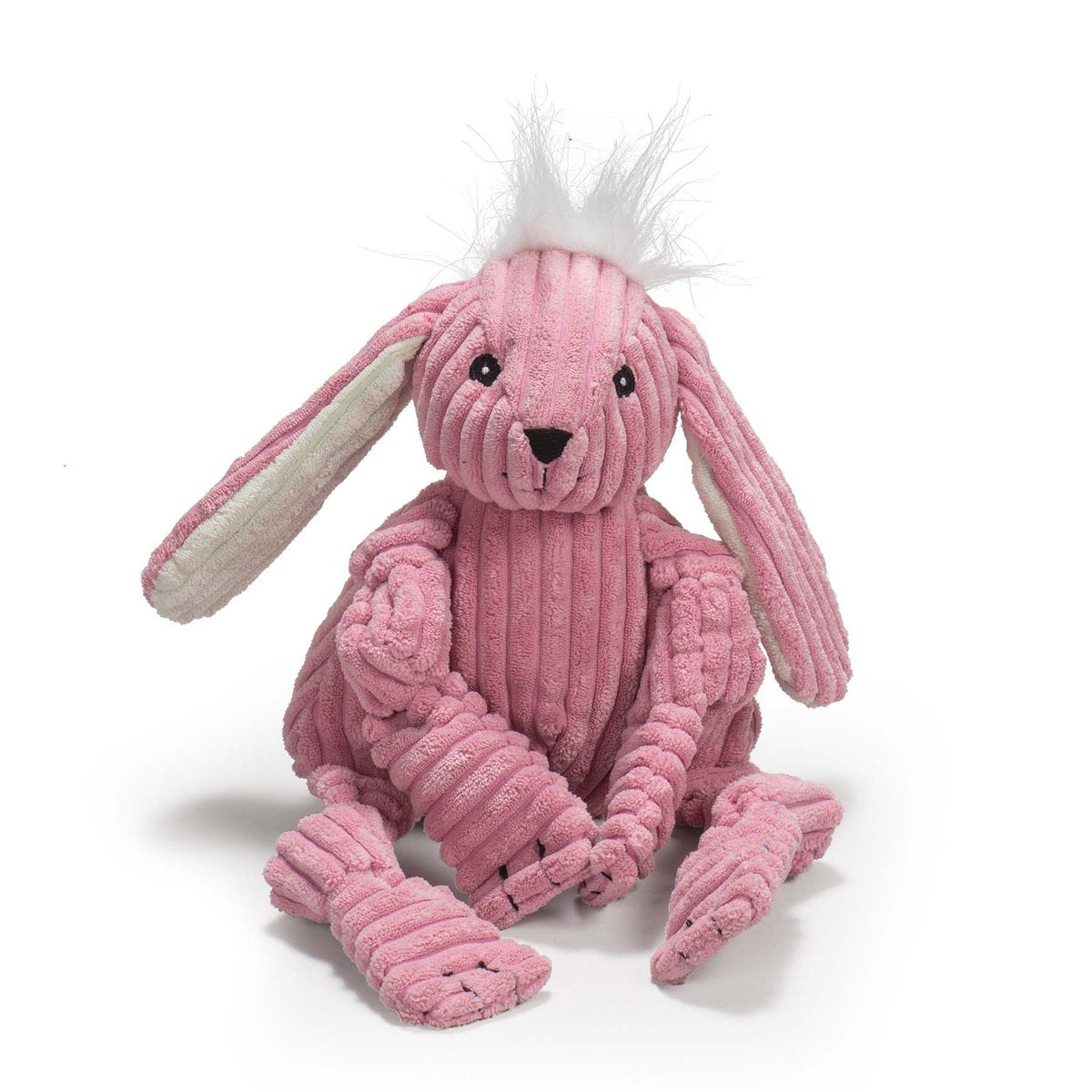 HuggleHounds Knottie Bunny Durable Barnyard Plush Squeaky Dog Toy