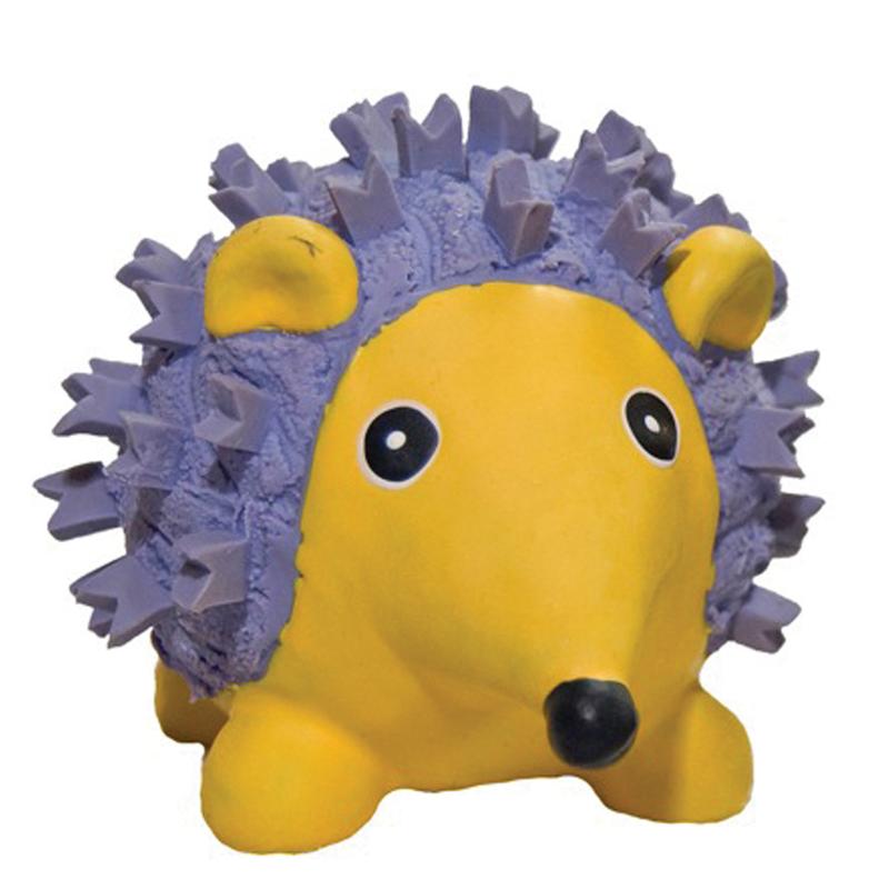HuggleHounds Ruff-Tex Violet The Hedgehog Rubber Squeaky Dog Toy