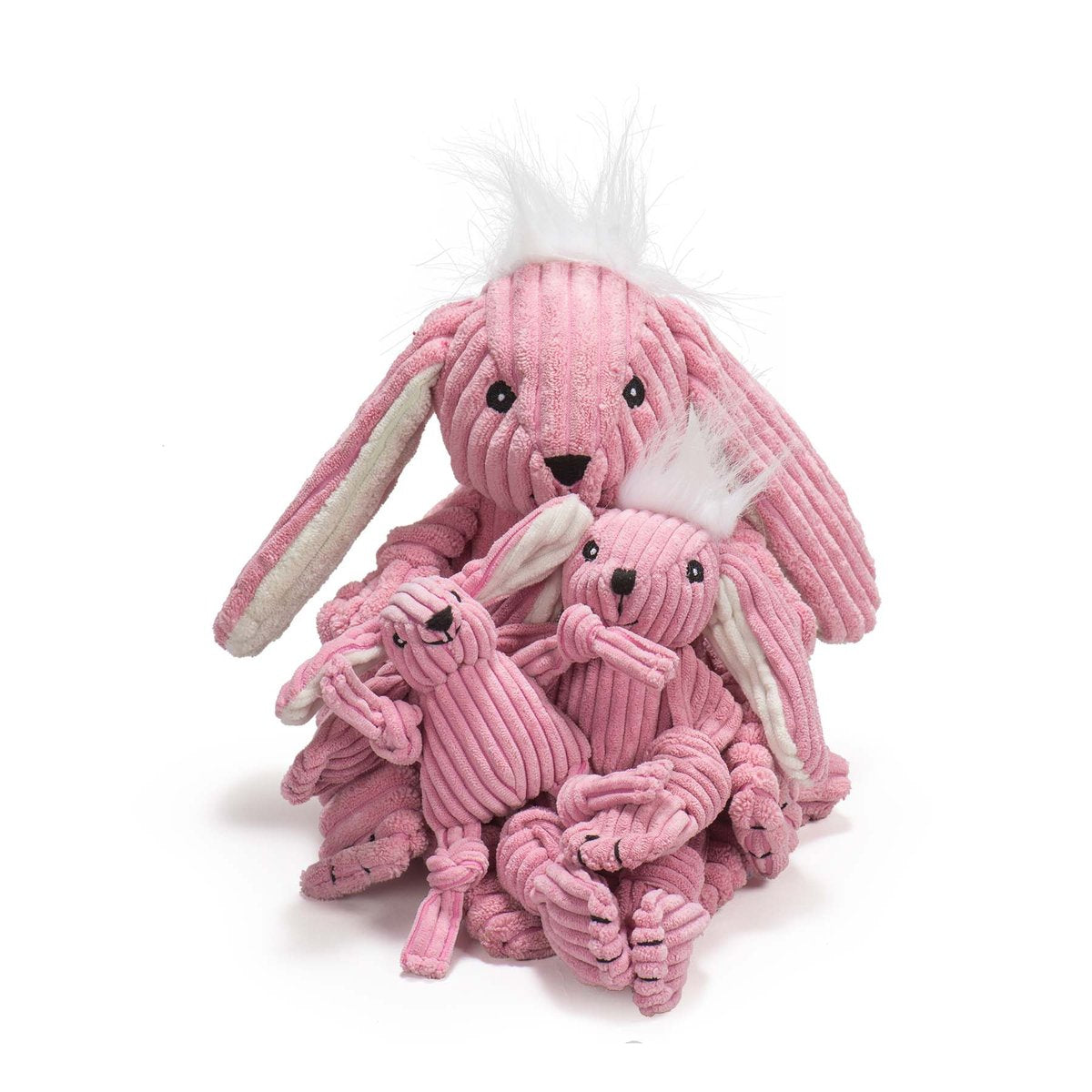 HuggleHounds Knottie Bunny Durable Barnyard Plush Squeaky Dog Toy