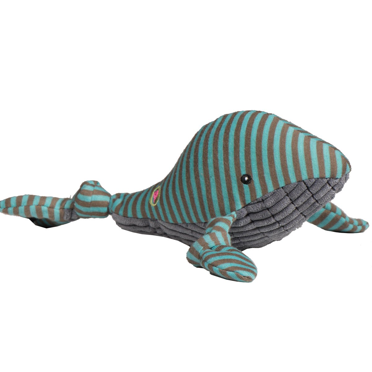 HuggleHounds Knottie Durable Squeaky Plush Dog Toy, Whale
