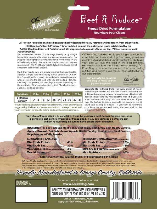 OC Raw Beef Produce Freeze Dried Dog Food – White Dog Bone