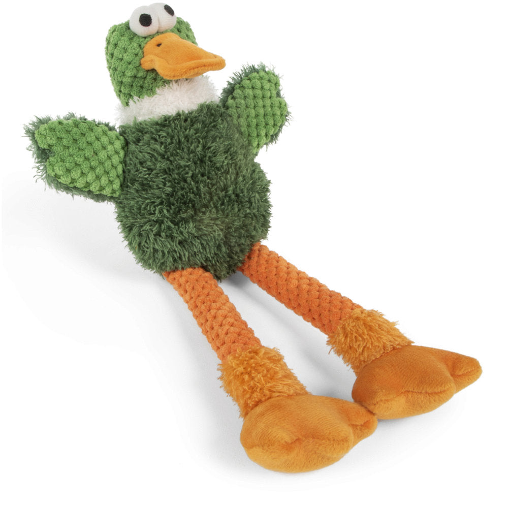 goDog Skinny Duck Durable Squeaky Plush Dog Toy
