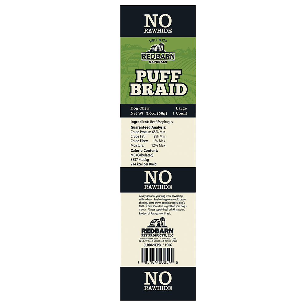 Puffed Rwhide Redbarn Puff Braid Rawhide Alternative Dog Treat – White Dog Bone
