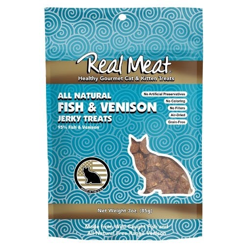 The Real Meat Company Fish & Venison Jerky Cat & Kitten Treats, 3-oz bag