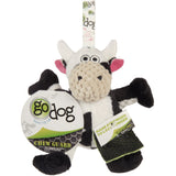 goDog Sitting Cow Durable Squeaky Plush Dog Toy