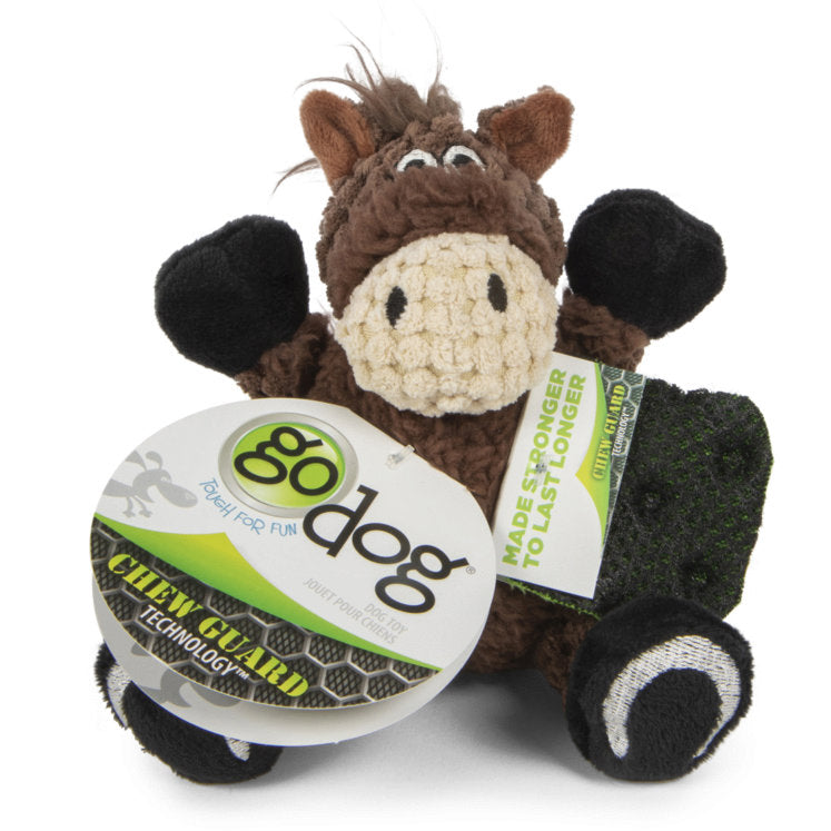 goDog Sitting Horse Durable Squeaky Plush Dog Toy