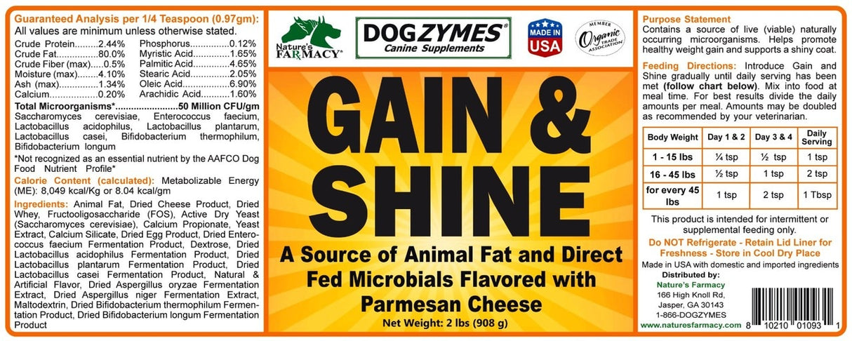 Nature's Farmacy Dogzymes Gain and Shine Supplement For Dogs