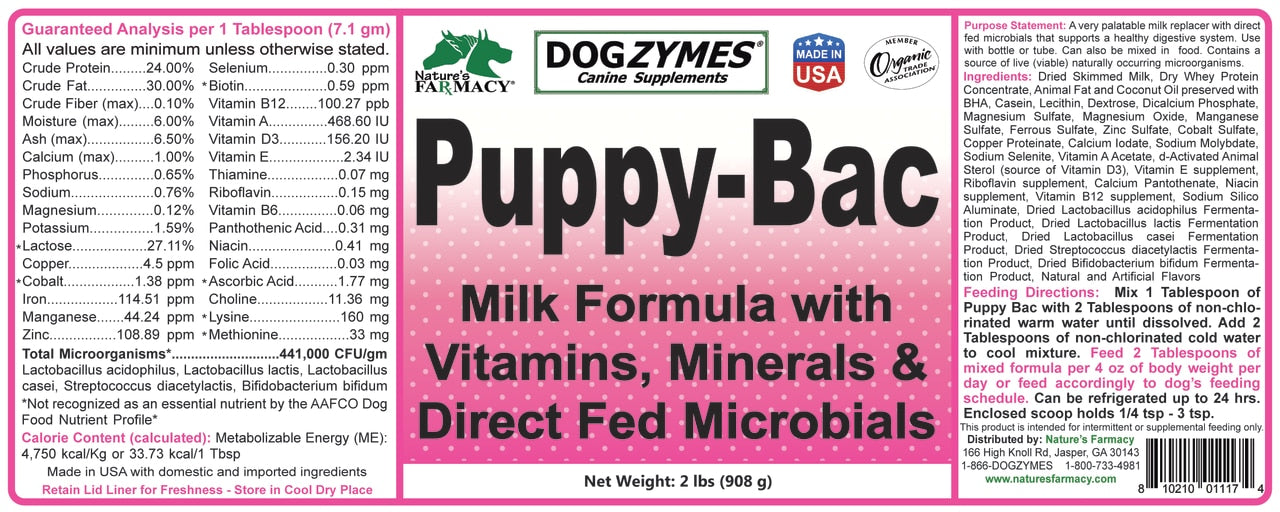Nature's Faramcy Dogzymes Puppy Bac Supplement For Dogs