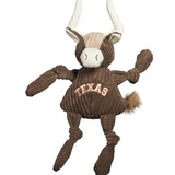 HuggleHounds Knottie Durable Squeaky Plush Dog Toy, Texas Longhorn
