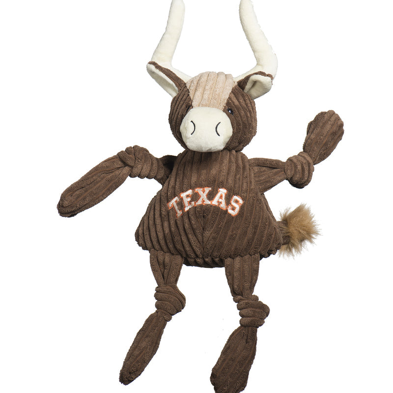 HuggleHounds Knottie Durable Squeaky Plush Dog Toy, Texas Longhorn
