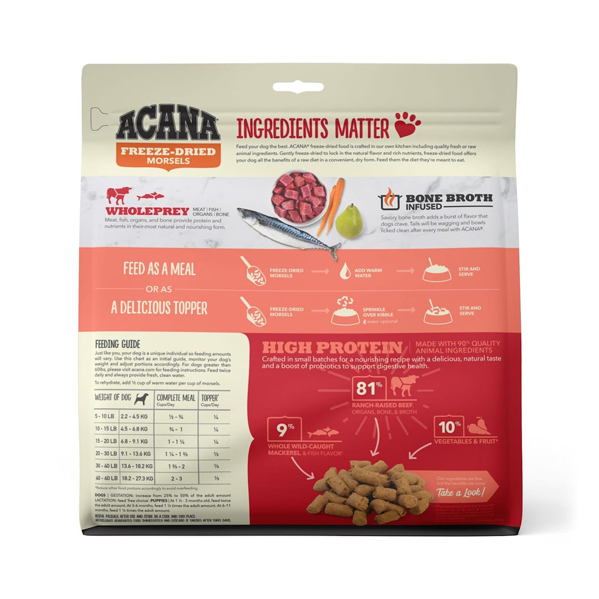 Acana Ranch Raised Beef Recipe Freeze Dried Dog Food Morsels, 8oz