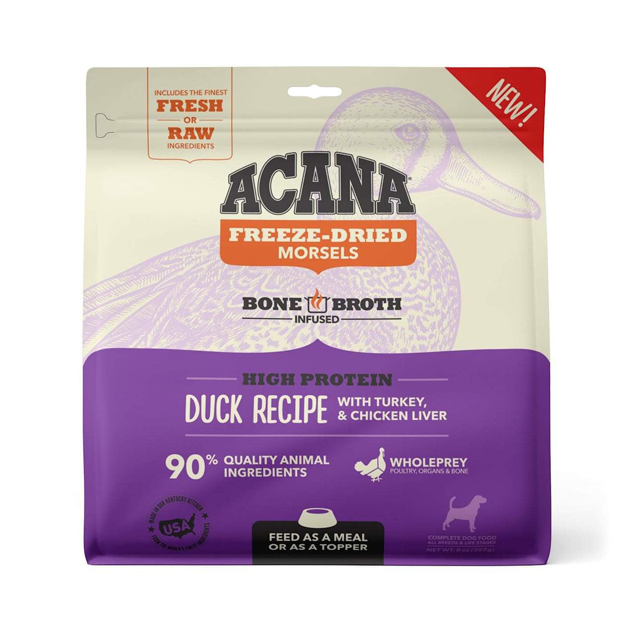 Acana Ranch Duck Recipe Freeze Dried Dog Food Morsels, 8oz