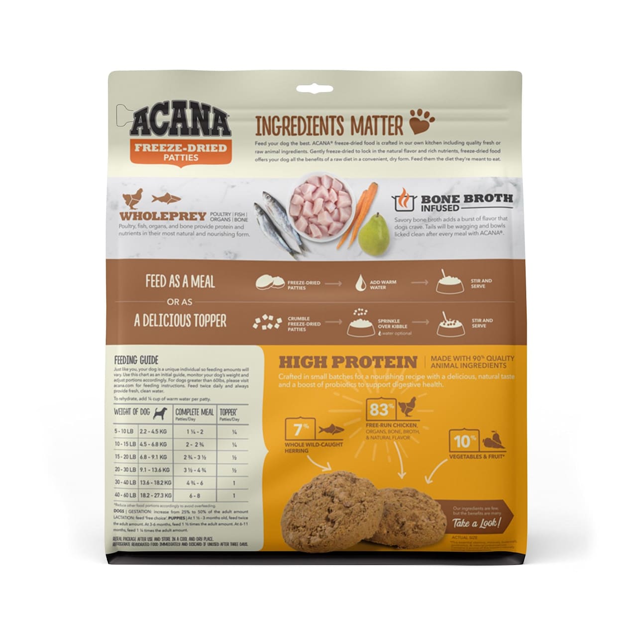 Acana Ranch Free Run Chicken Recipe Freeze Dried Dog Food Patties, 14oz