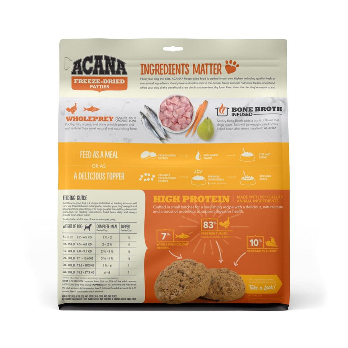 Acana Ranch Free Run Turkey Recipe Freeze Dried Dog Food Patties, 14oz