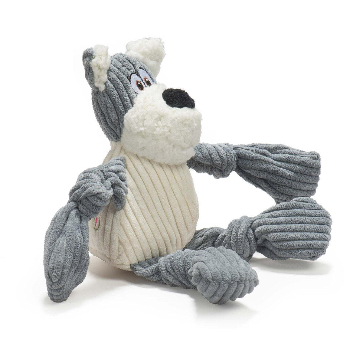 HuggleHounds Knottie HuggleMutt Durable Squeaky Plush Dog Toy, Roscoe