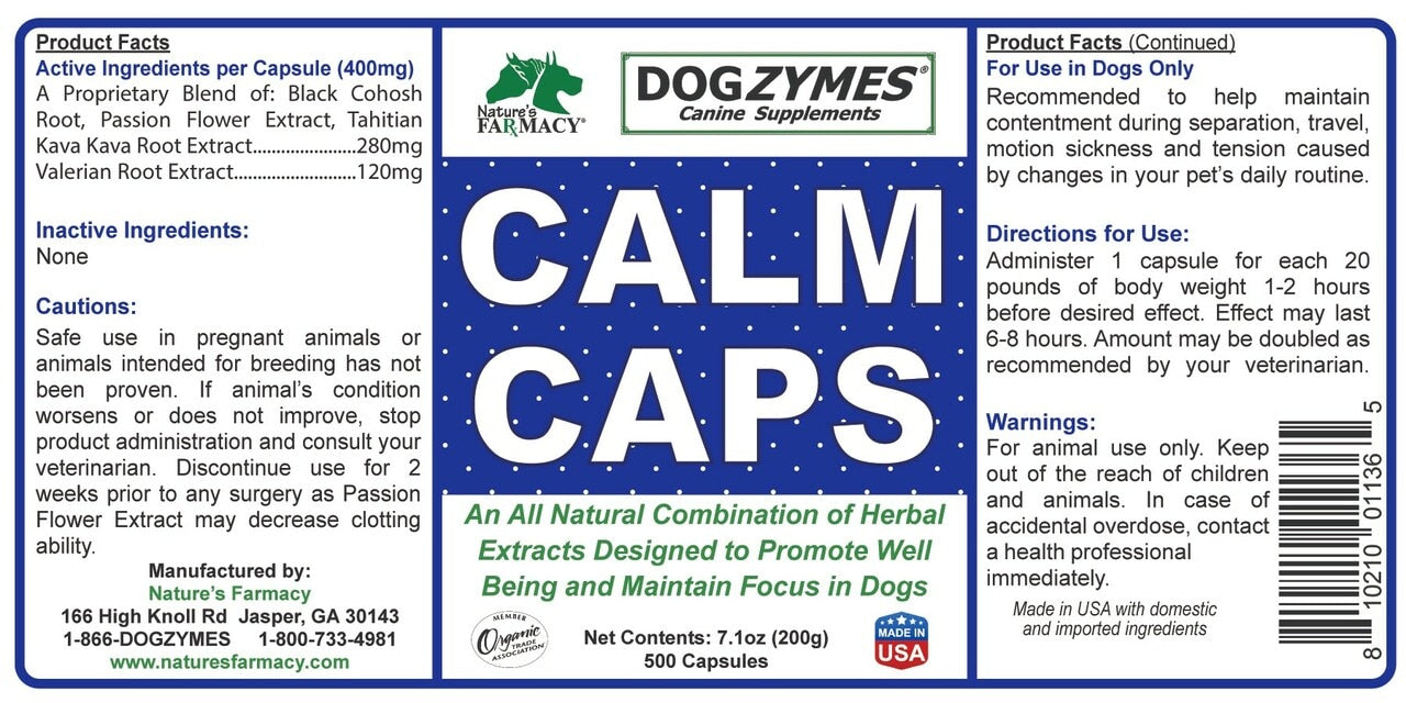 Nature's Farmacy Dogzymes Calm Caps For Dogs, 100ct