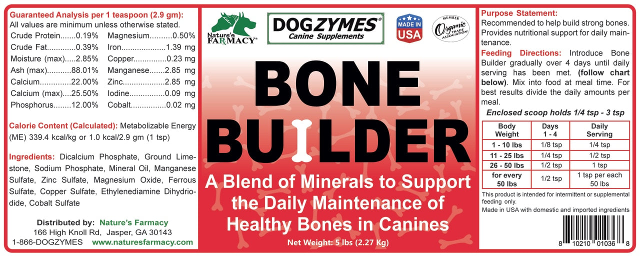 Nature's Farmacy Dogzymes Bone Builder Supplement For Dogs, 2lb