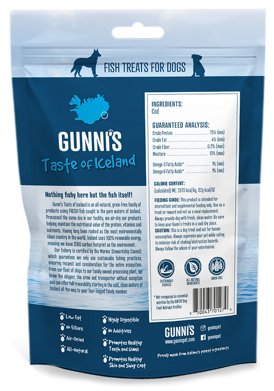 Gunni's Taste of Iceland Cod Skins Shorties Dog Treats, 2.5oz