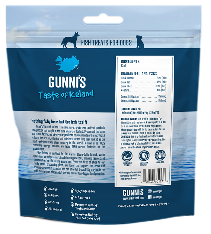 Gunni's Taste of Iceland Cod Wafers Dog Treats, 5oz