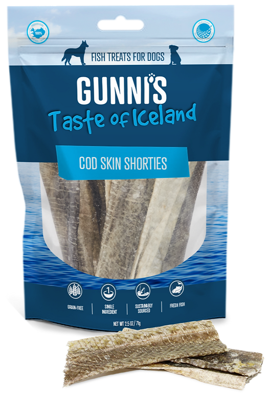 Gunni's Taste of Iceland Cod Skins Shorties Dog Treats, 2.5oz