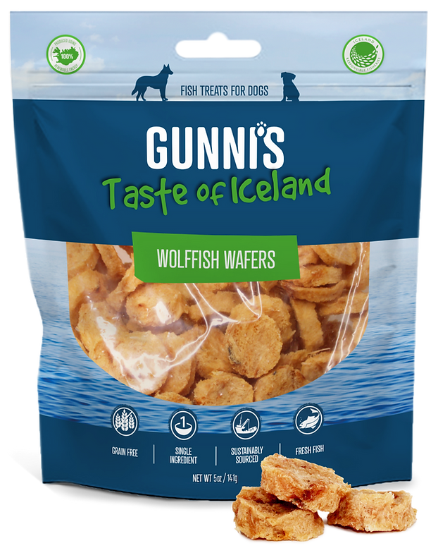 Gunni's Taste of Iceland Wolfifsh Wafers Dog Treats, 5oz