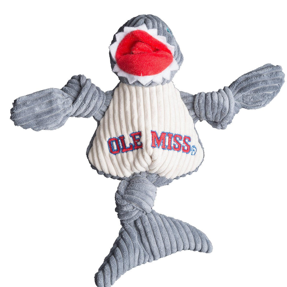 HuggleHounds Knottie Officially Licensed College Mascot Durable Squeaky Plush Dog Toy, Ole Miss Rebels