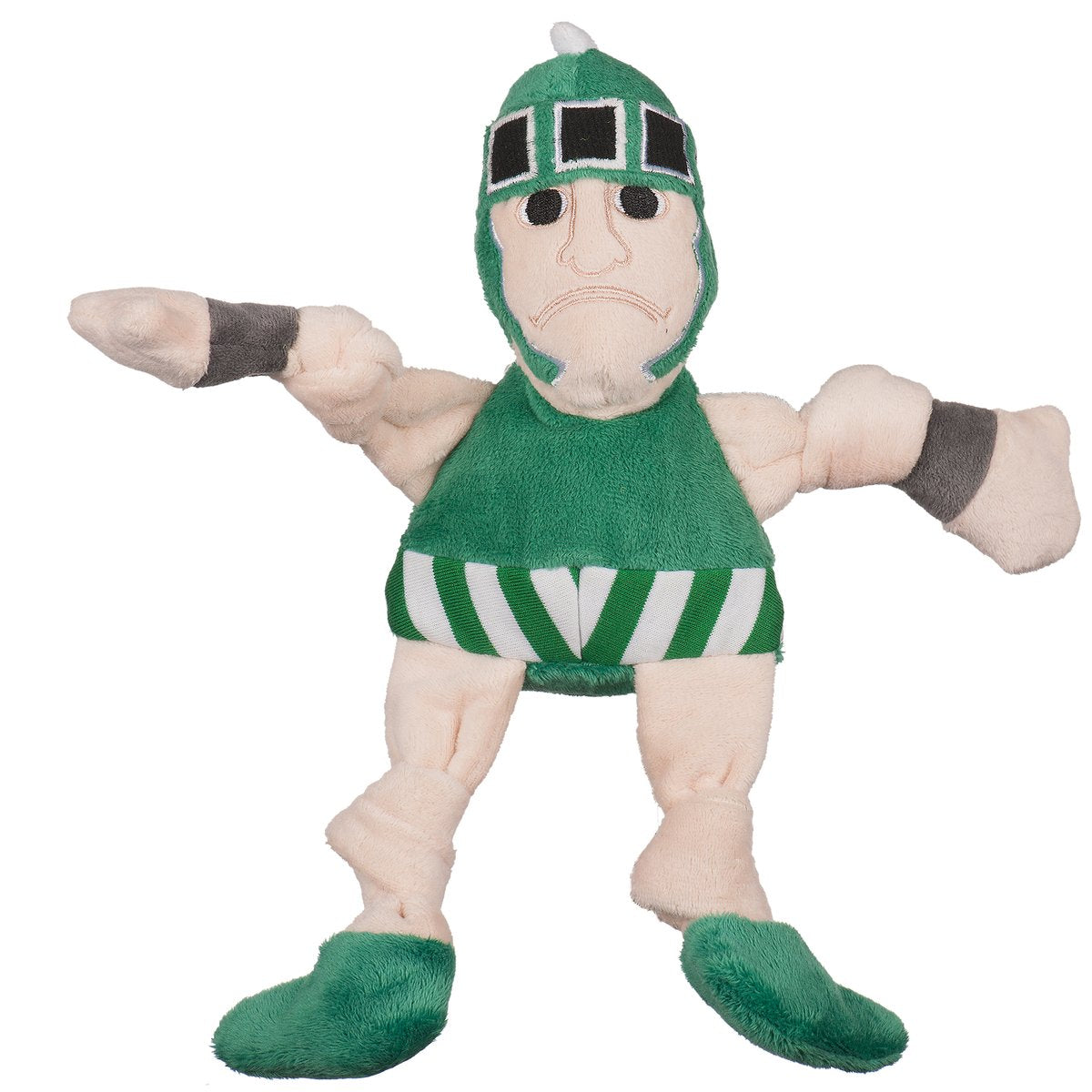 HuggleHounds Knottie Officially Licensed College Mascot Durable Squeaky Plush Dog Toy, Michigan State Spartans