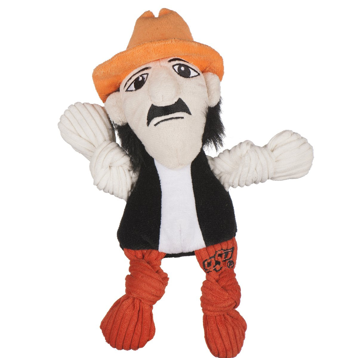 HuggleHounds Knottie Officially Licensed College Mascot Durable Squeaky Plush Dog Toy, Oklahoma State Cowboys