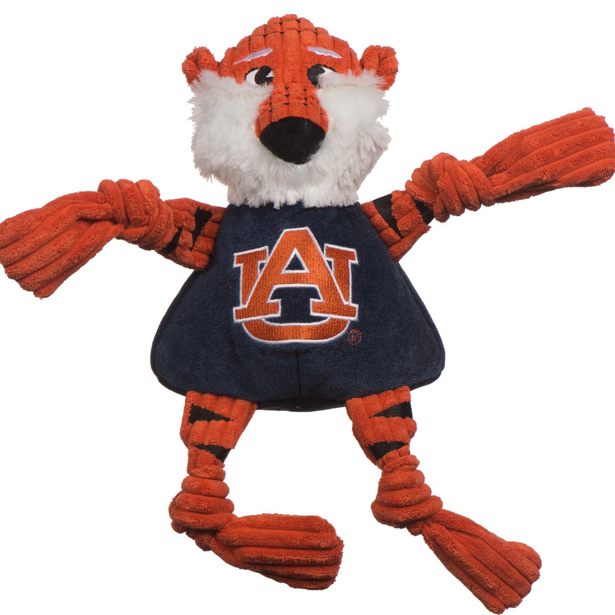 HuggleHounds Knottie Officially Licensed College Mascot Durable Squeaky Plush Dog Toy, Auburn Tigers