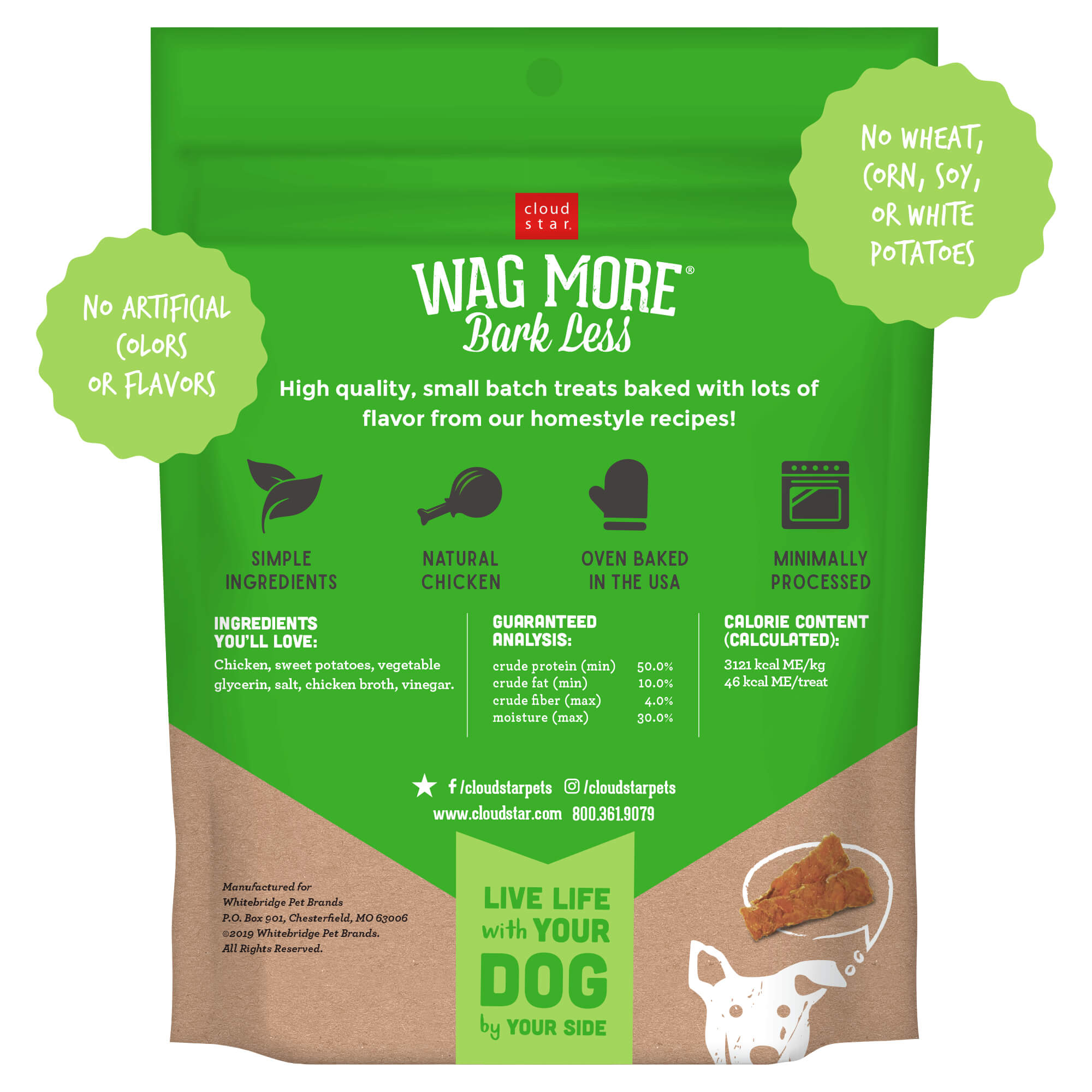 Cloud Star Wag More Bark Less Grain Free Chicken & Sweet Potato Jerky Dog Treats, 10oz