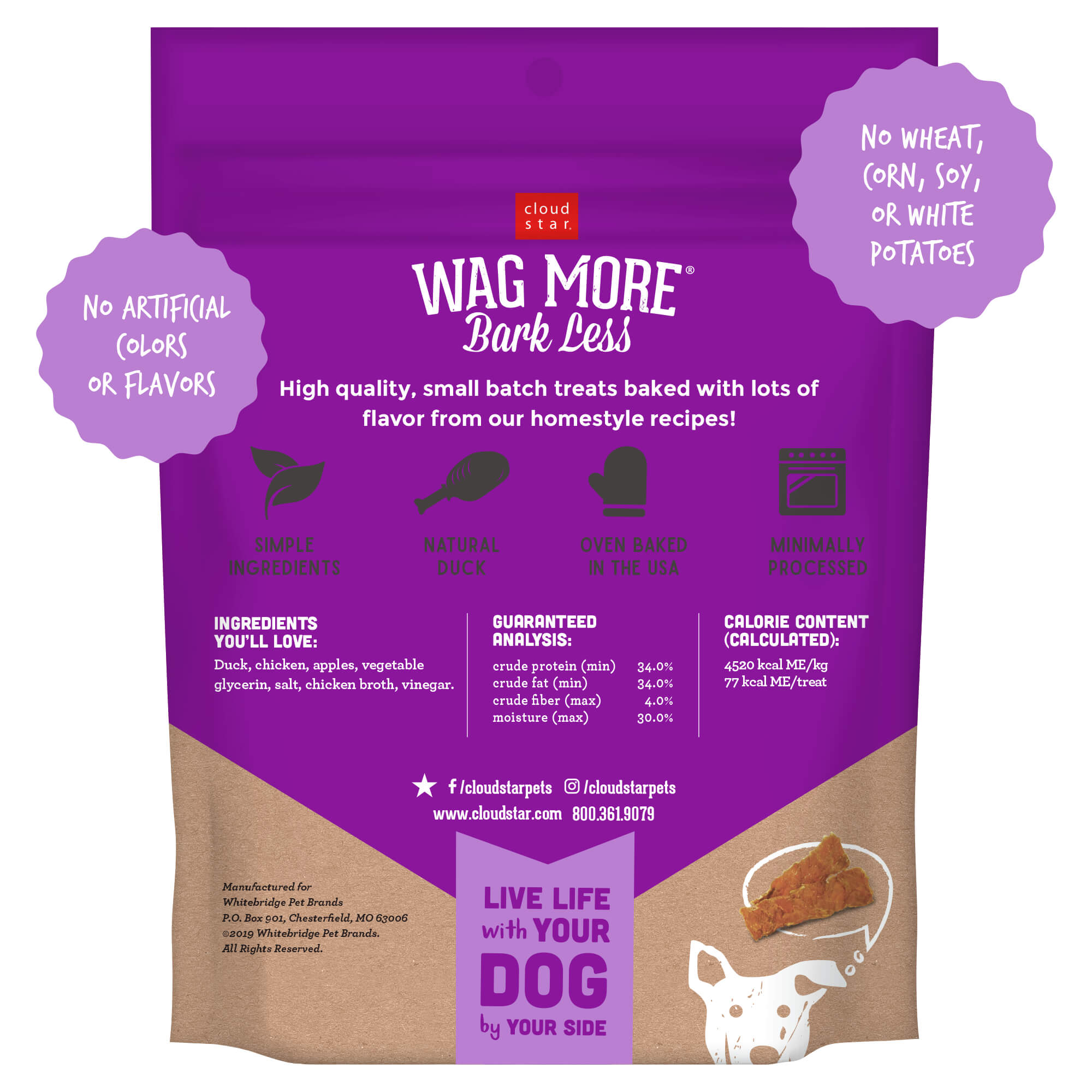 Cloud Star Wag More Bark Less Grain Free Duck & Apple Jerky Dog Treats, 10oz