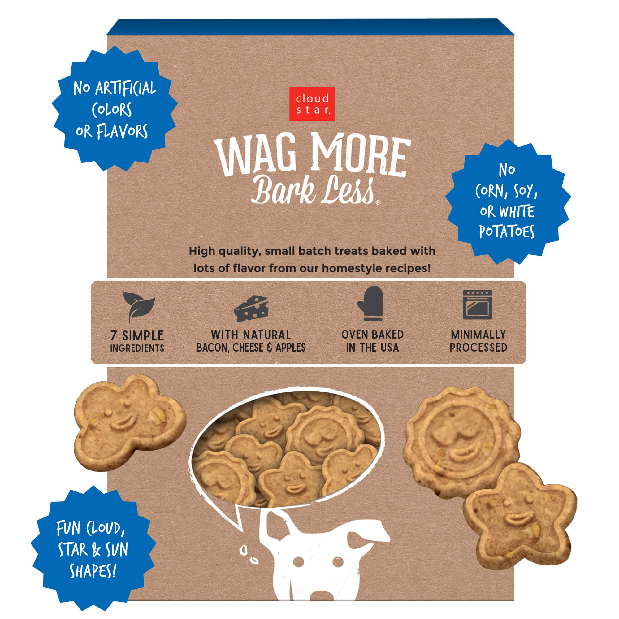 Cloud Star Wag More Bark Less Oven Baked Dog Treats with Bacon, Cheese & Apples