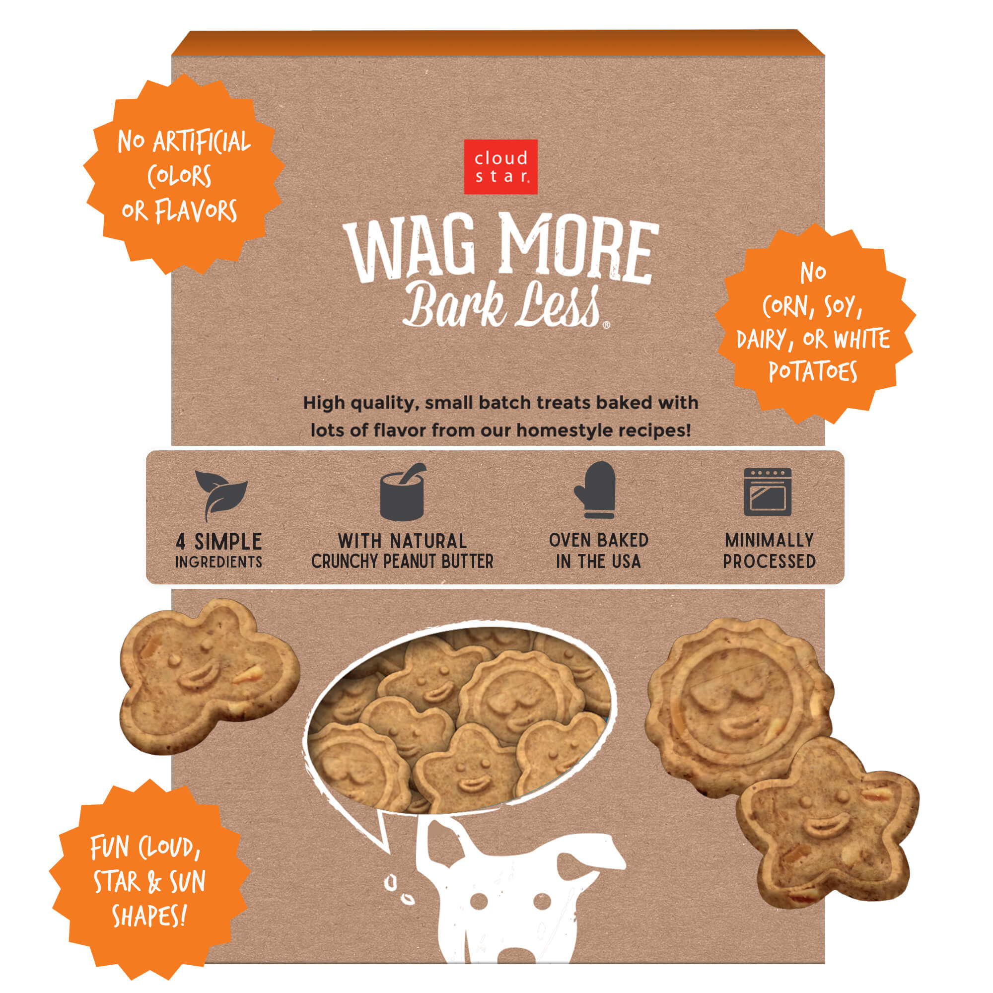 Cloud Star Wag More Bark Less Oven Baked Dog Treats with Crunchy Peanut Butter