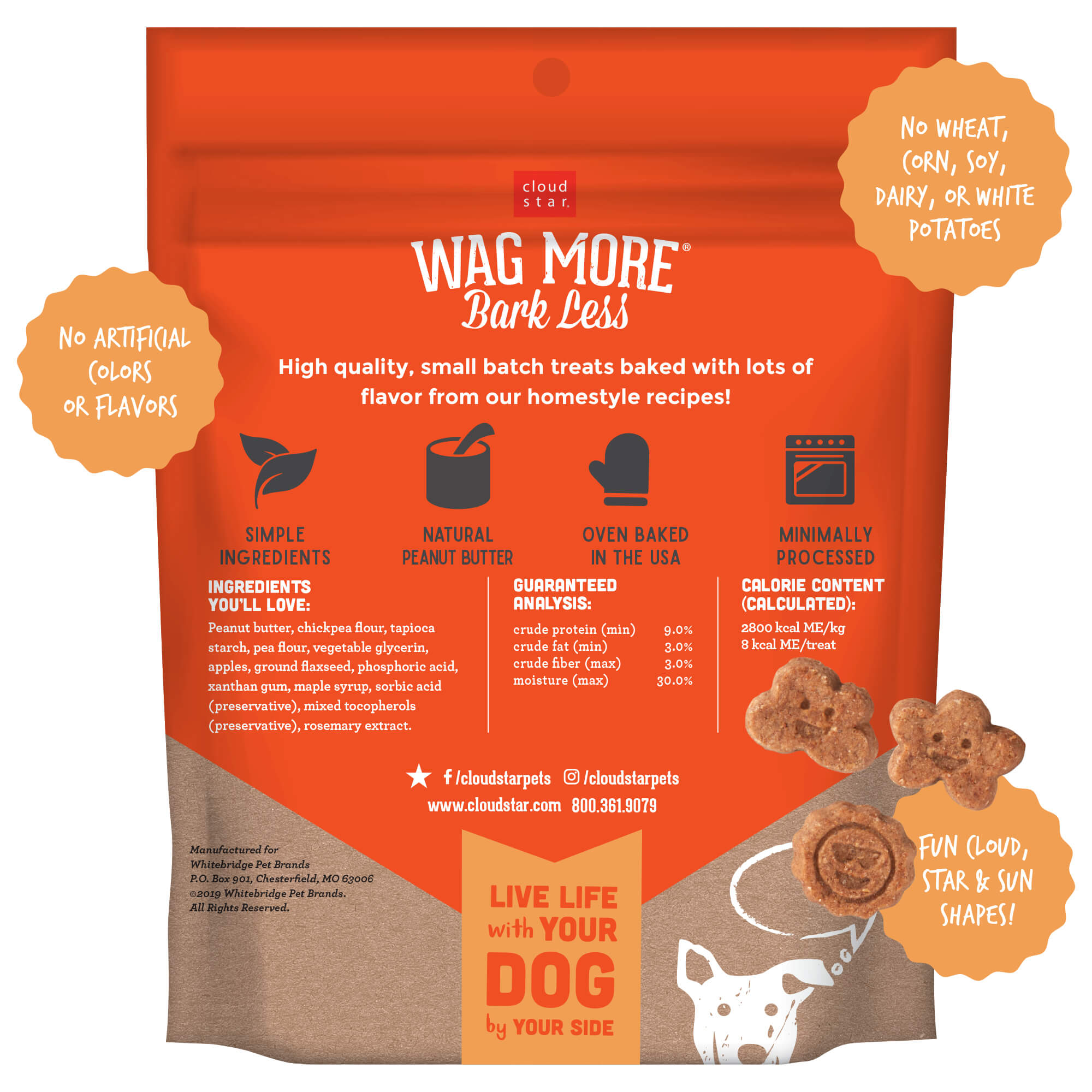 Cloud Star Wag More Bark Less Grain Free Soft & Chewy Dog Treats with Peanut Butter & Apples, 5oz