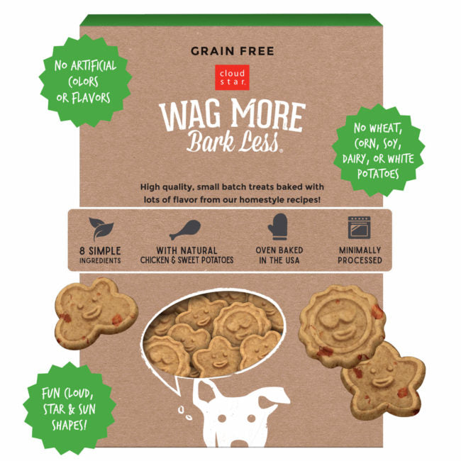 Cloud Star Wag More Bark Less Grain Free Oven Baked Dog Treats with Chicken & Sweet Potatoes, 14oz