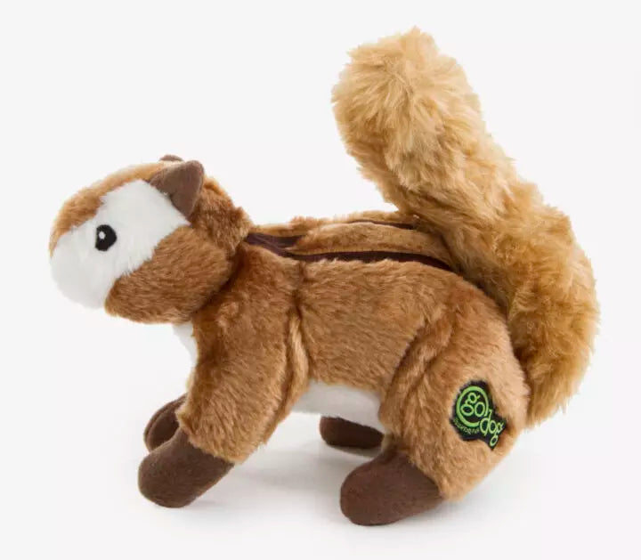 goDog Wildlife Durable Plush Dog Toy, Chipmunk