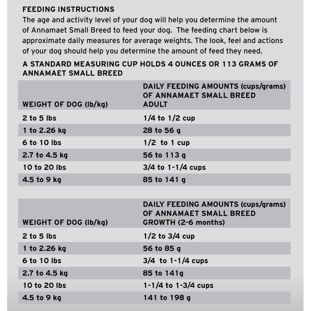 Annamaet Original Small Breed Formula Dry Dog Food, 12lb Bag