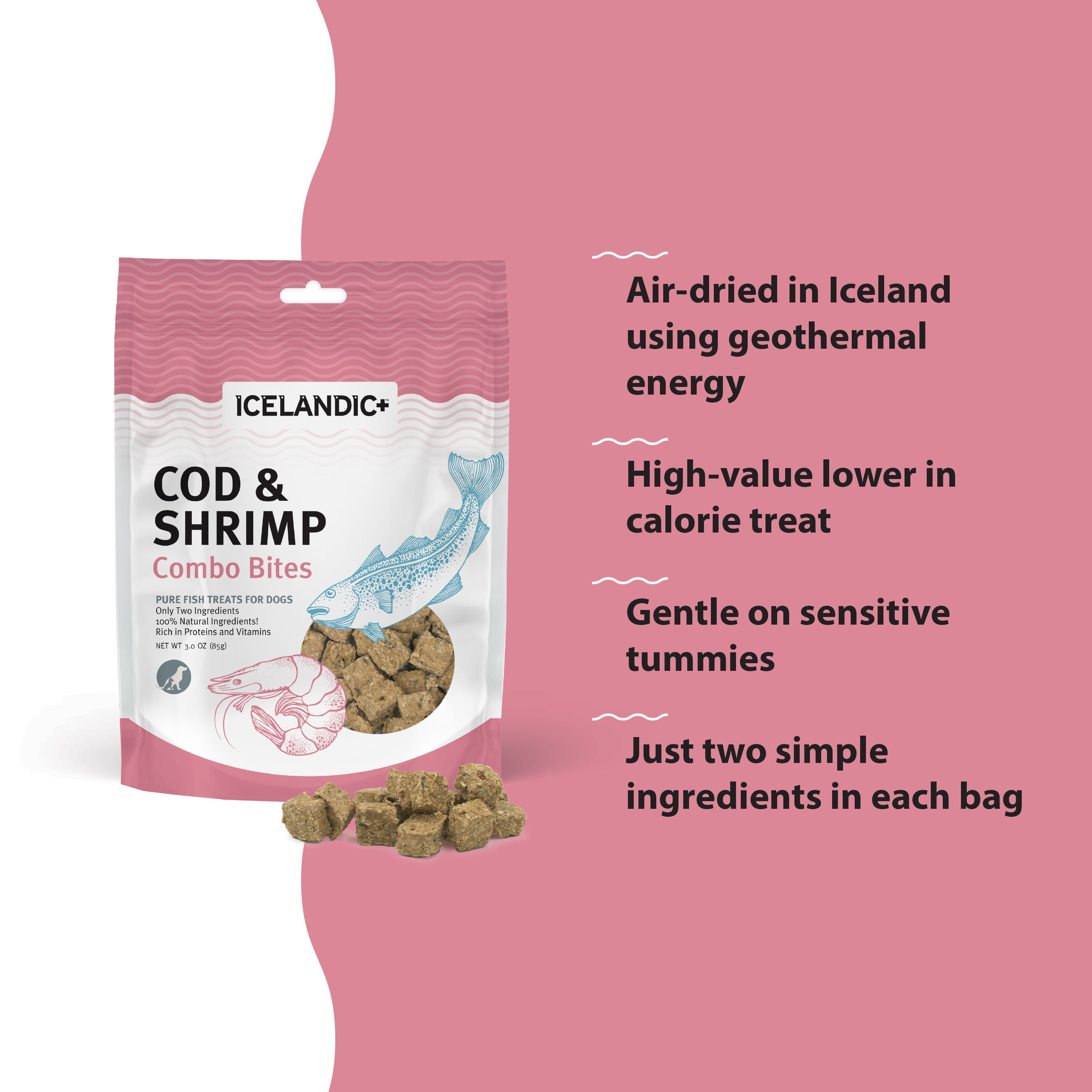 Icelandic+ Combo Bites Cod & Shrimp Soft Dog Treats, 2.5oz