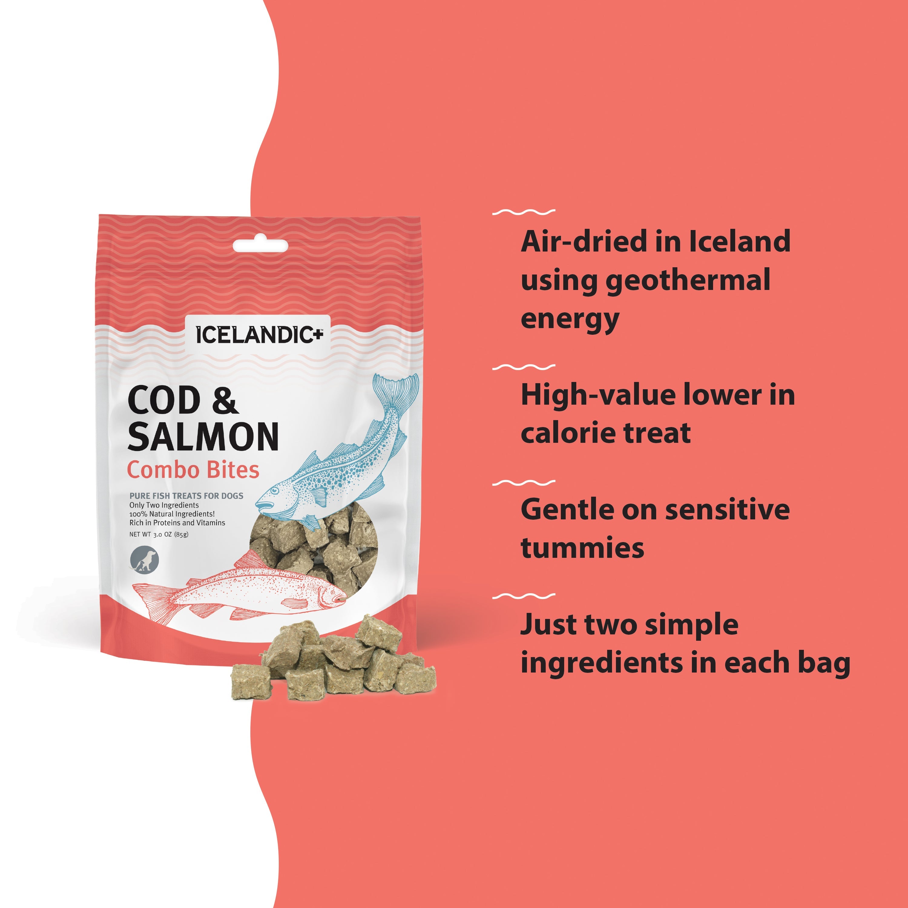 Icelandic+ Combo Bites Cod & Salmon Soft Dog Treats, 2.5oz