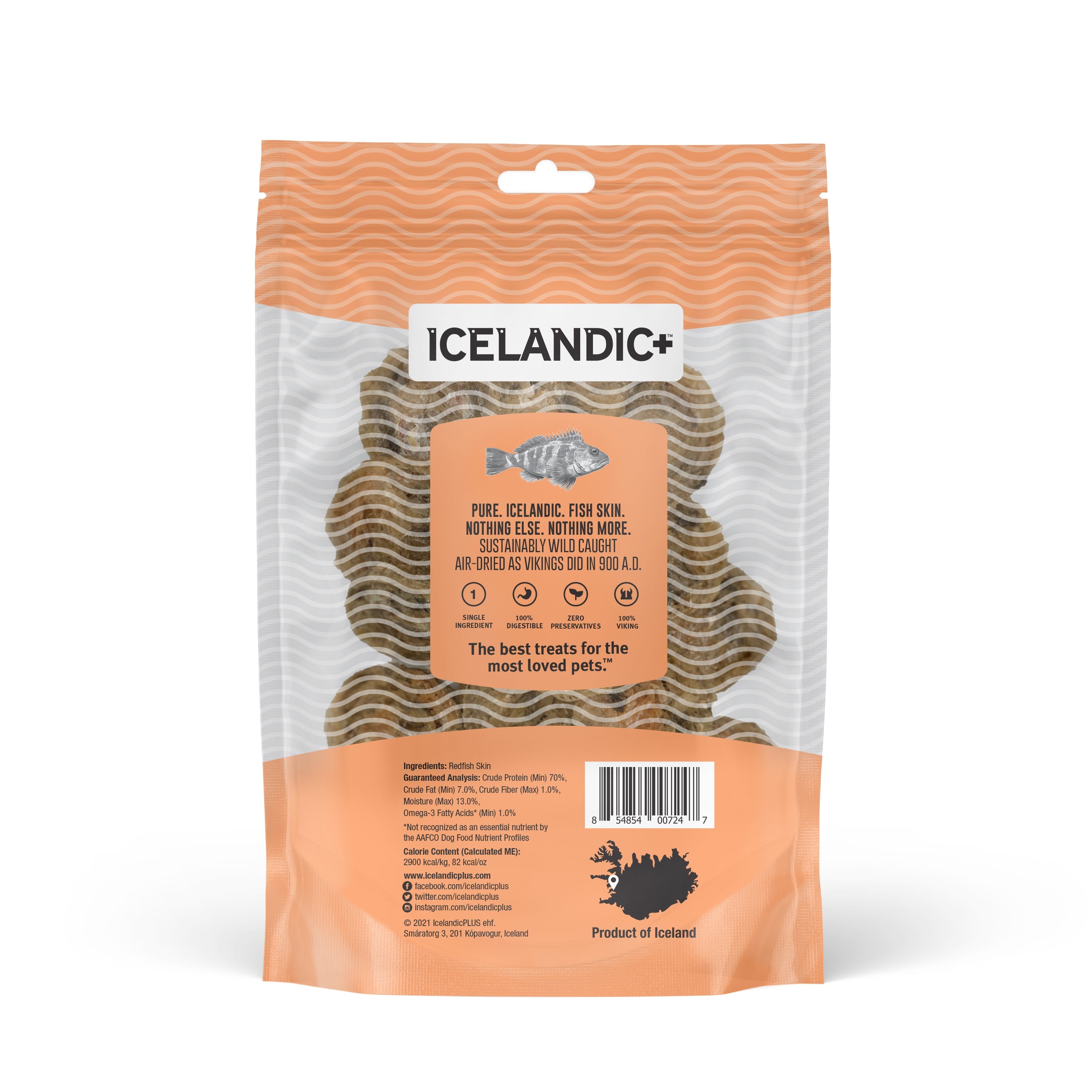 Icelandic+ Redfish Skin Rolls Crunchy Dog Treats, 3oz