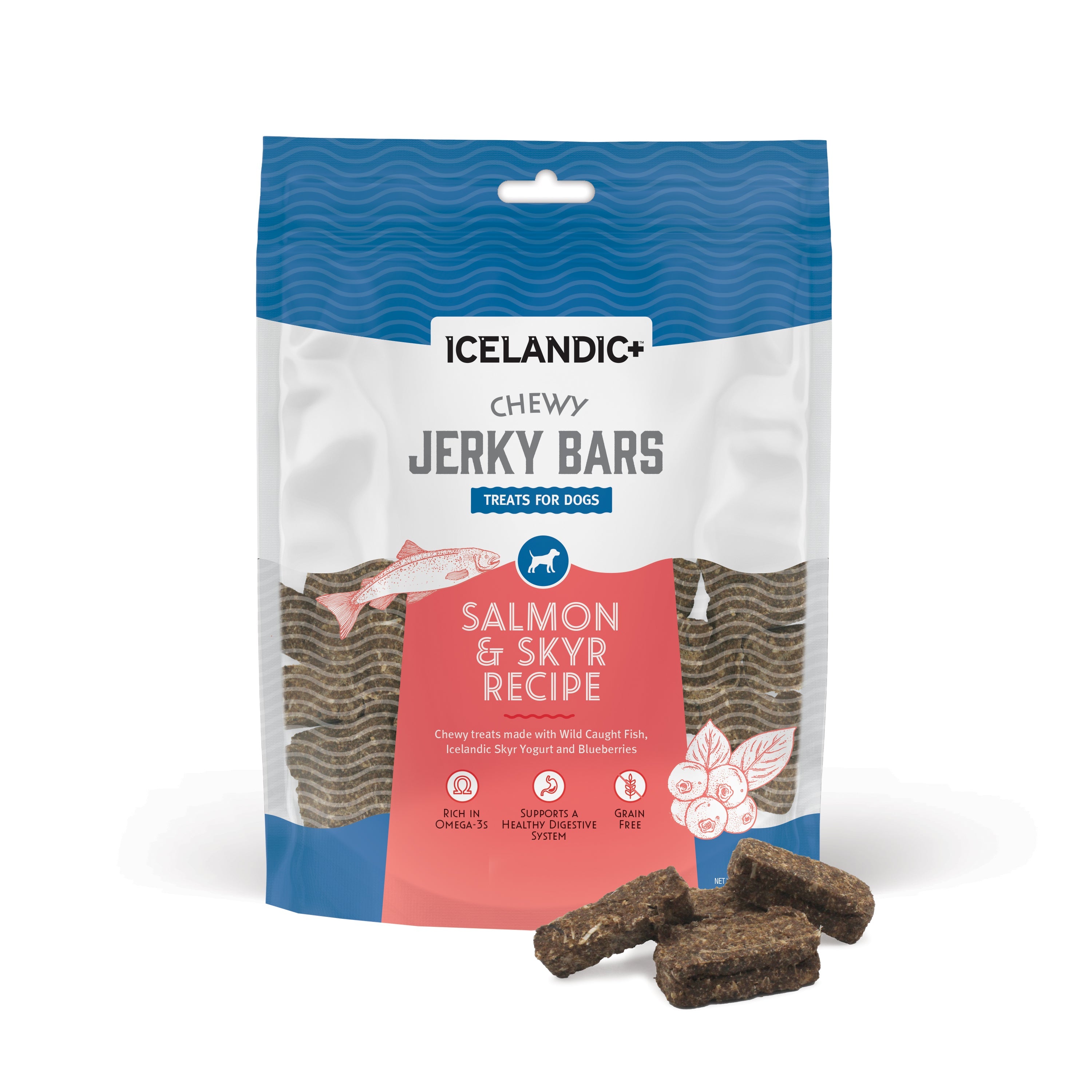 Icelandic+ Jerky Bars Salmon & Skyr Recipe Soft Dog Treats, 2.5oz