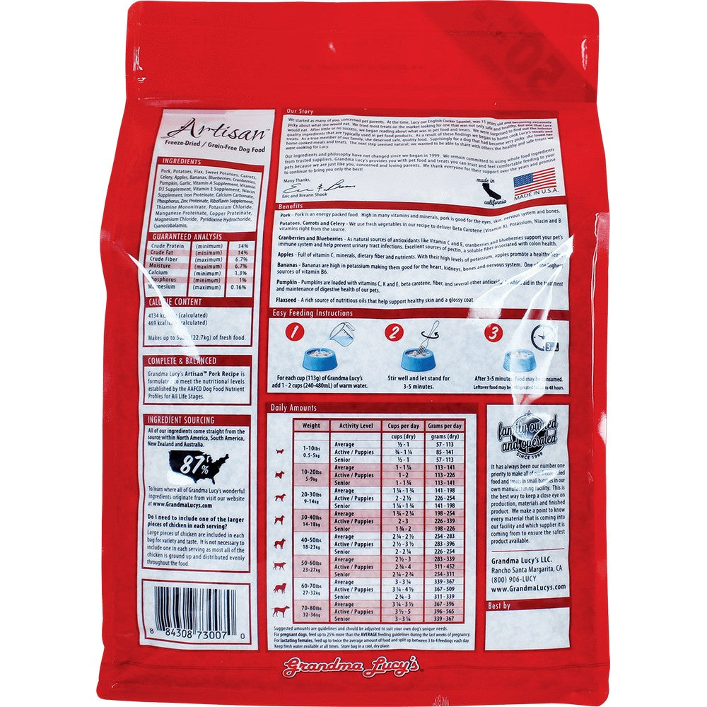 Grandma Lucy's Grain Free Artisan Pork Freeze Dried Dog Food