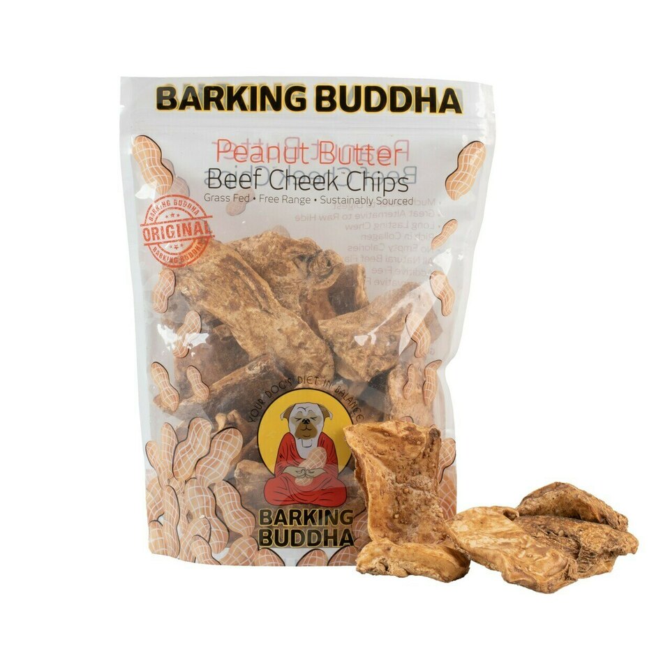Barking Buddha Peanut Butter Beef Cheek Chips, 1lb
