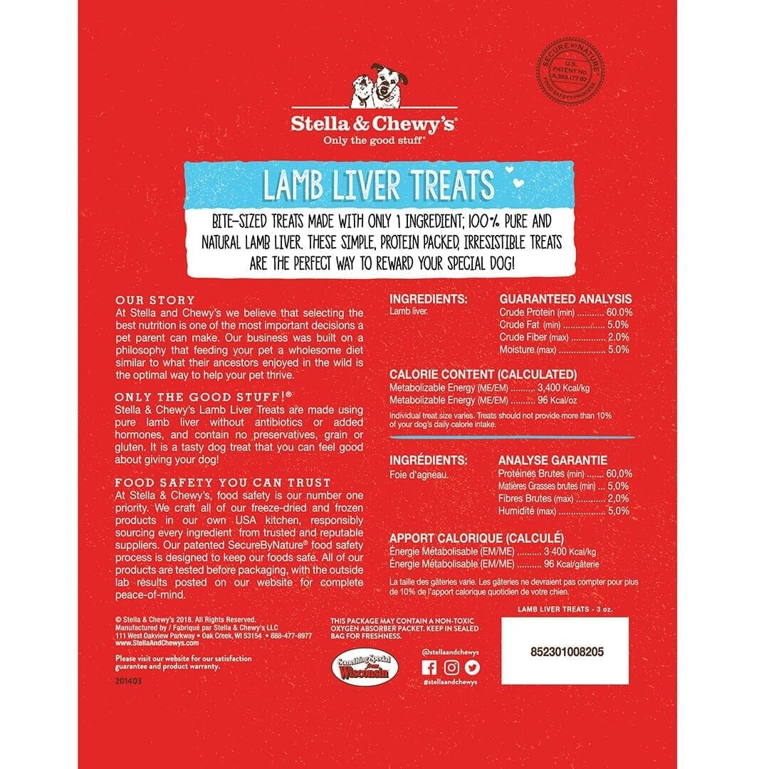 Stella & Chewy's Freeze Dried Lamb Liver Treats For Dogs, 3oz
