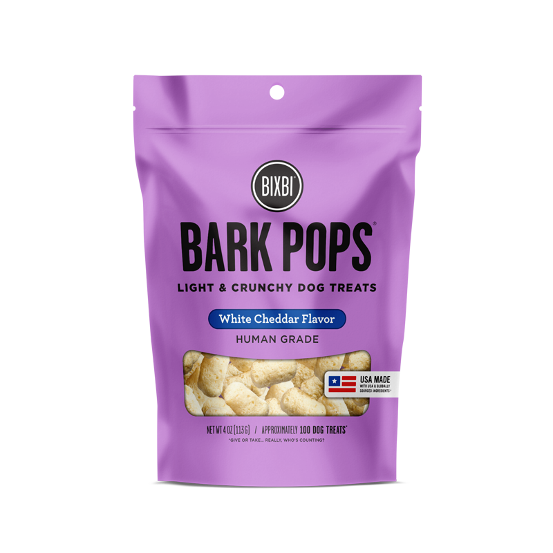 Bixbi Bark Pops White Cheddar Flavor Light & Crunchy Dog Treats, 4-oz bag