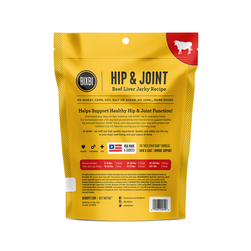 Bixbi Hip & Joint Beef Liver Jerky Dog Treats